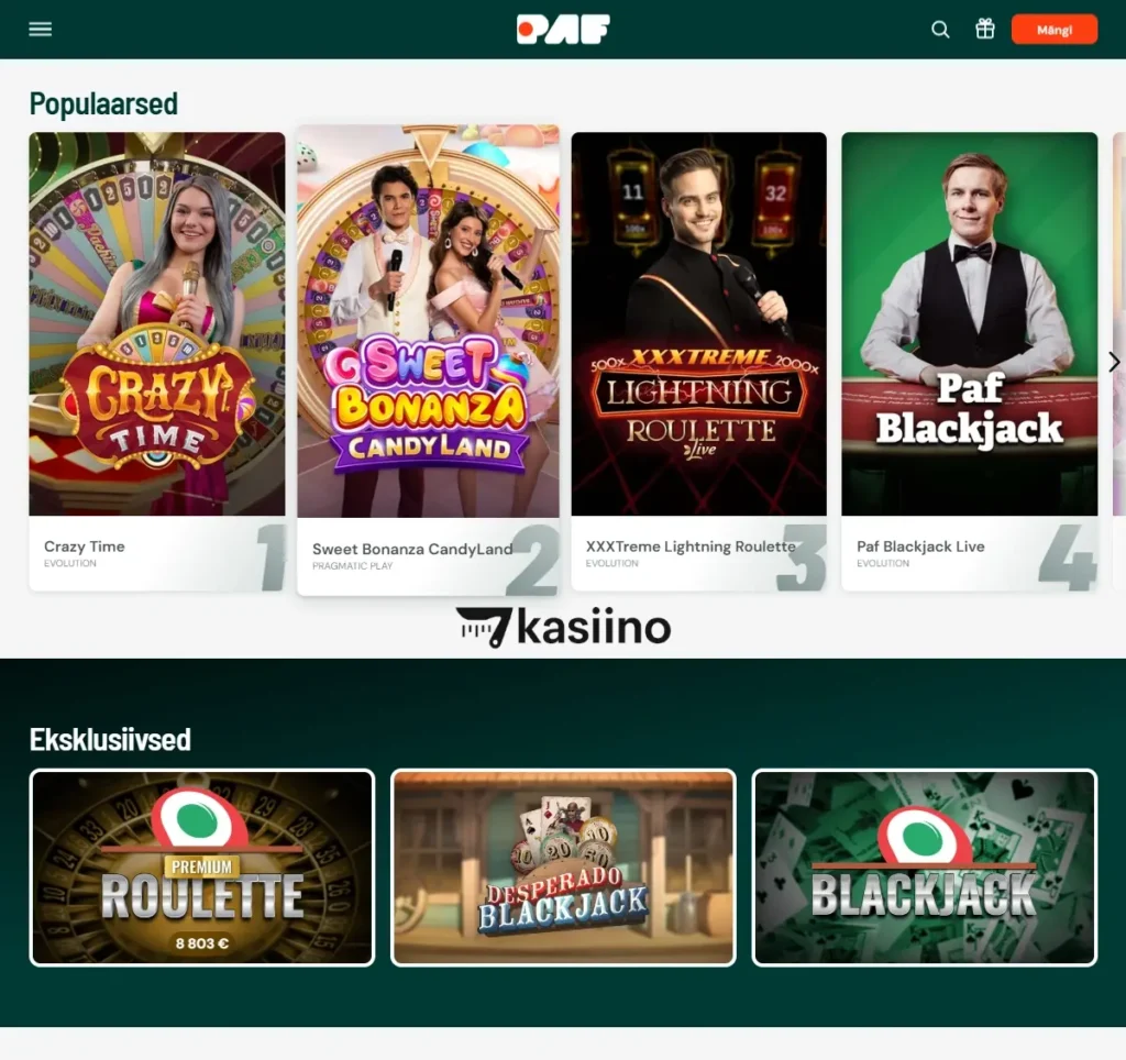 PAF Kasiino - LIVE