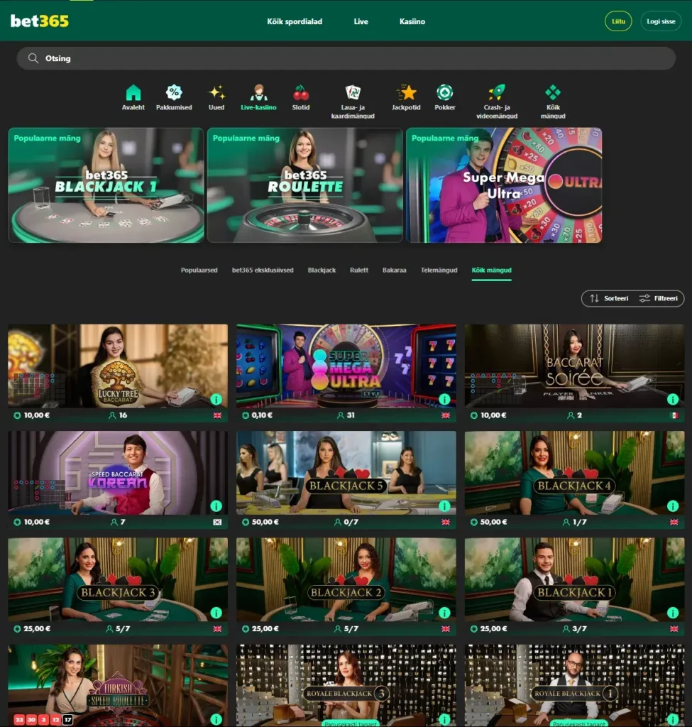 Bet365 Kasiino - Live-kasiino