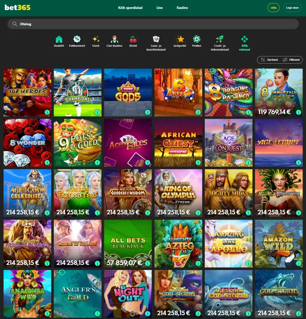 Bet365 Kasiino - Slotid